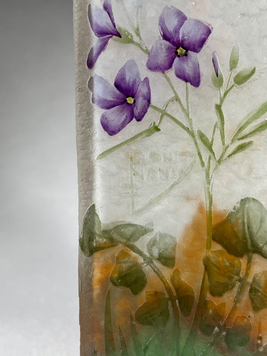 Vase Daum Nancy Section Carré « cardamine », Art Nouveau -photo-3