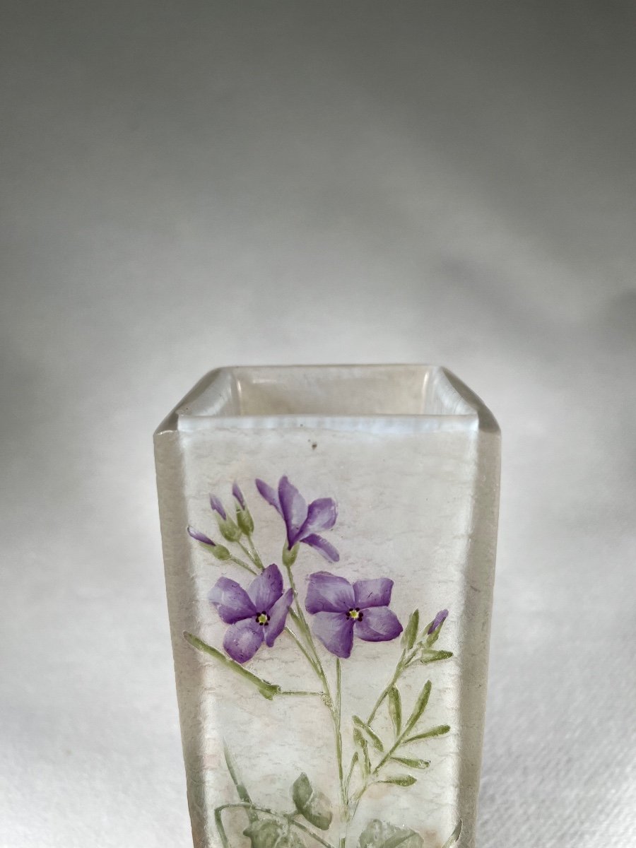 Vase Daum Nancy Section Carré « cardamine », Art Nouveau -photo-4