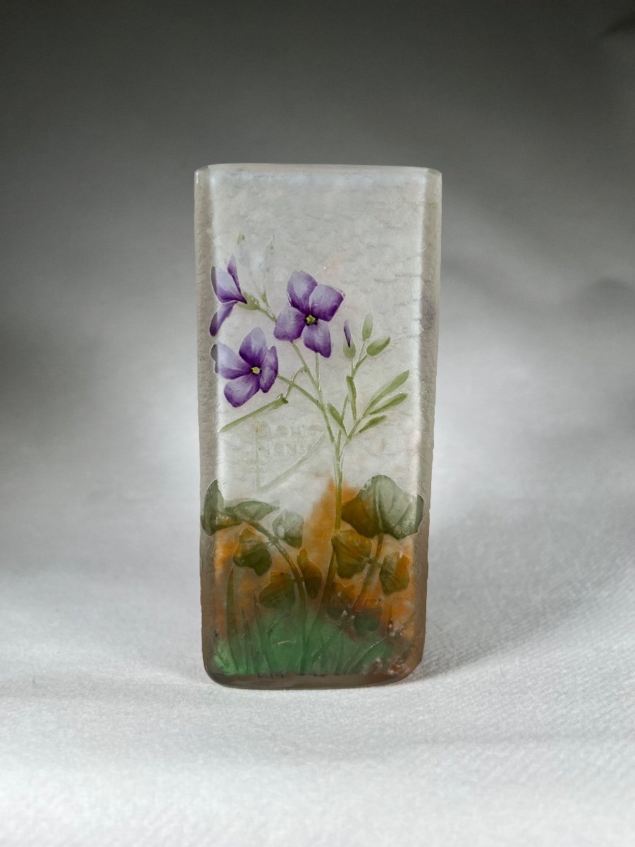 Vase Daum Nancy Section Carré « cardamine », Art Nouveau 