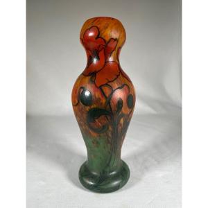 Legras Vase With Poppies Era Daum Galle, Art Nouveau 