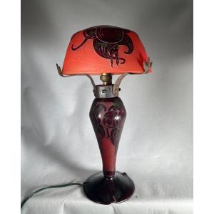 Classic French Plum Glass Desk Lamp