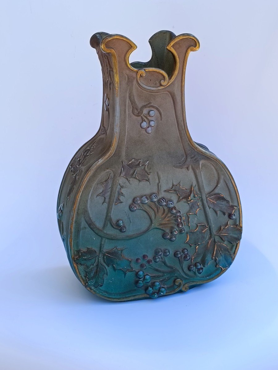 Art Nouveau Vase Alexandre-mathurin Peche (1872-1957) Ceramics Charenton-photo-2