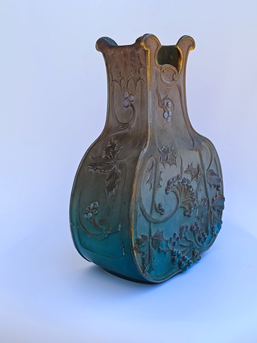Art Nouveau Vase Alexandre-mathurin Peche (1872-1957) Ceramics Charenton-photo-3