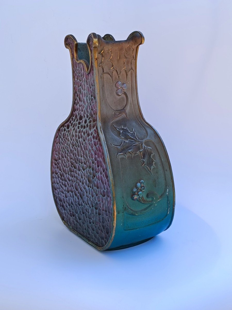 Art Nouveau Vase Alexandre-mathurin Peche (1872-1957) Ceramics Charenton-photo-1