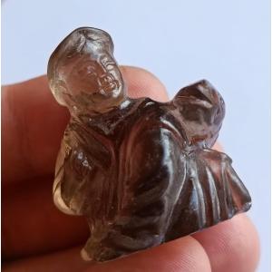 Antique Chinese Rock Crystal Miniature Statuette - Vintage Chinese Rock Crystal Figurine