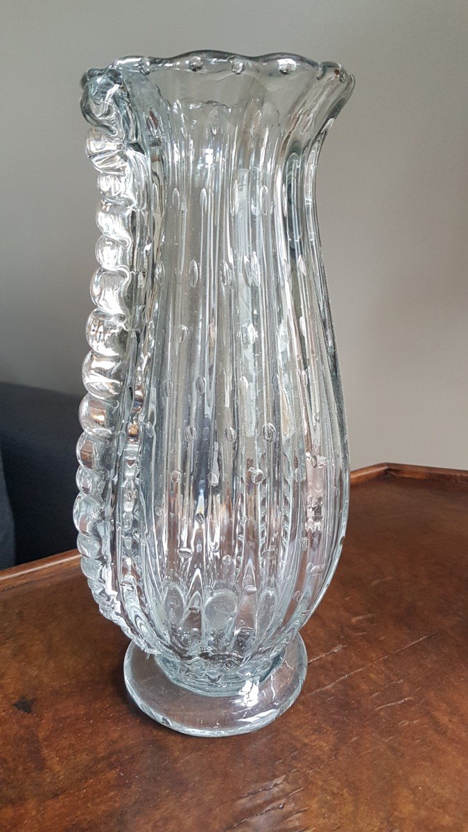 Art Deco Murano Glass Vase Attributed To Barovier & Toso, 1930s-photo-3