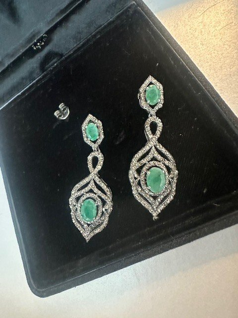 Emerald And Diamond Earrings