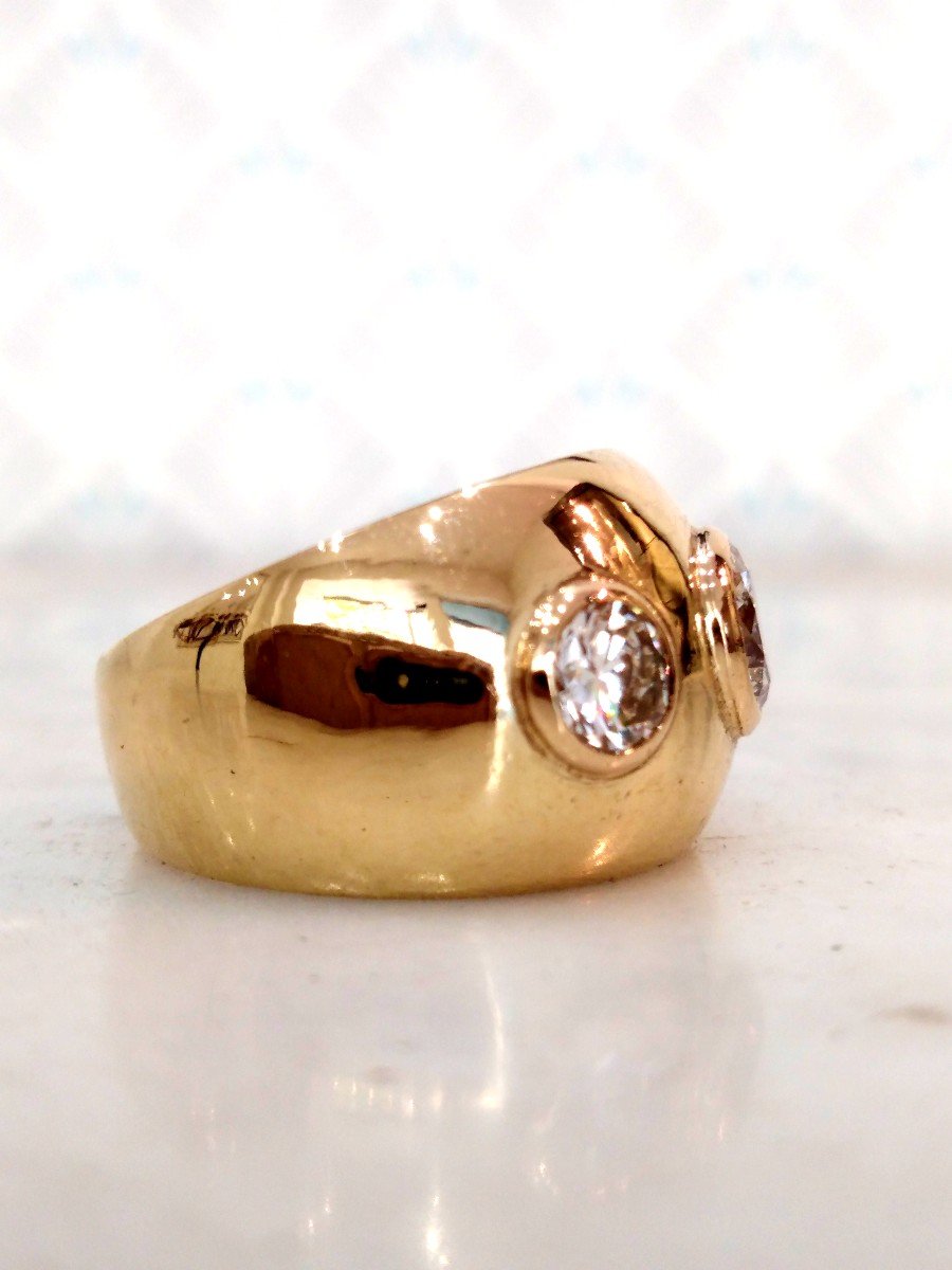 Ring Bangle Yellow Gold 3 Diamonds-photo-4