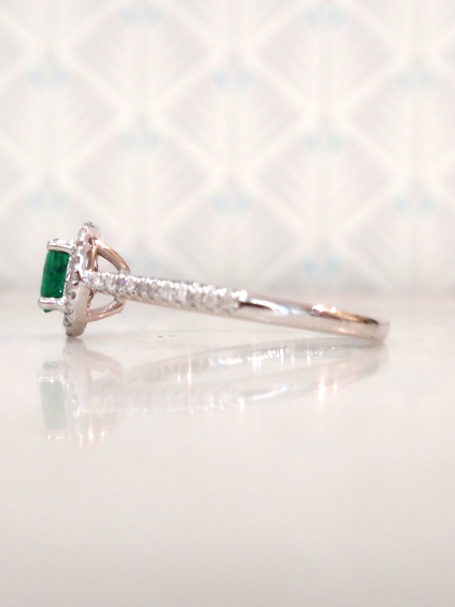 White Gold Emerald Ring Surrounded By Diamonds-photo-4