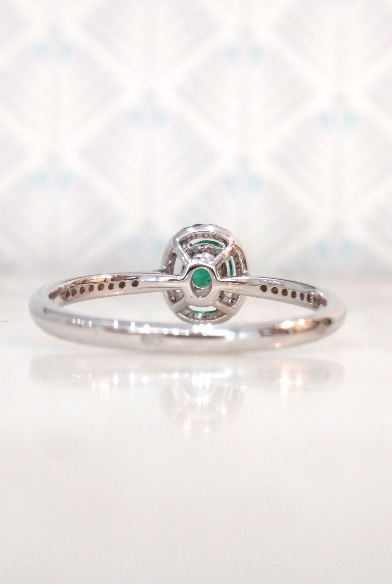 White Gold Emerald Ring Surrounded By Diamonds-photo-1