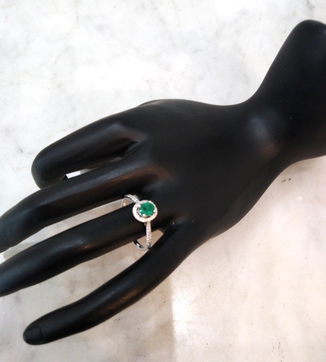 White Gold Emerald Ring Surrounded By Diamonds-photo-6