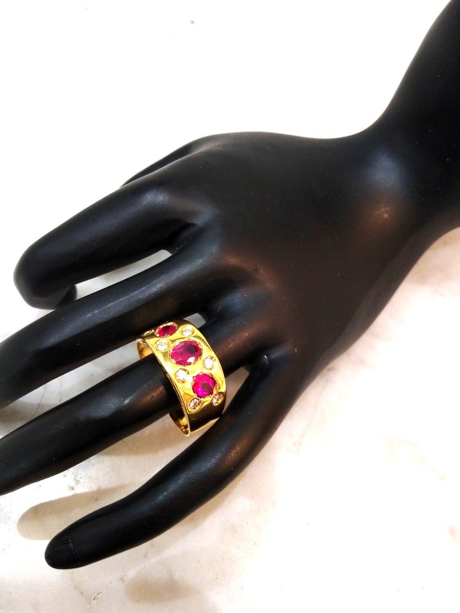 Ruby Diamond Gold Bangle Ring-photo-1