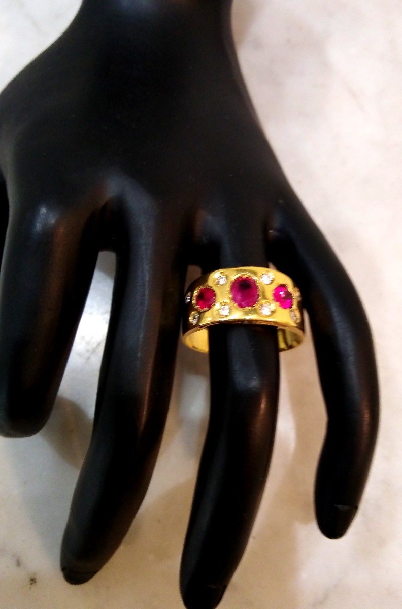 Ruby Diamond Gold Bangle Ring-photo-3