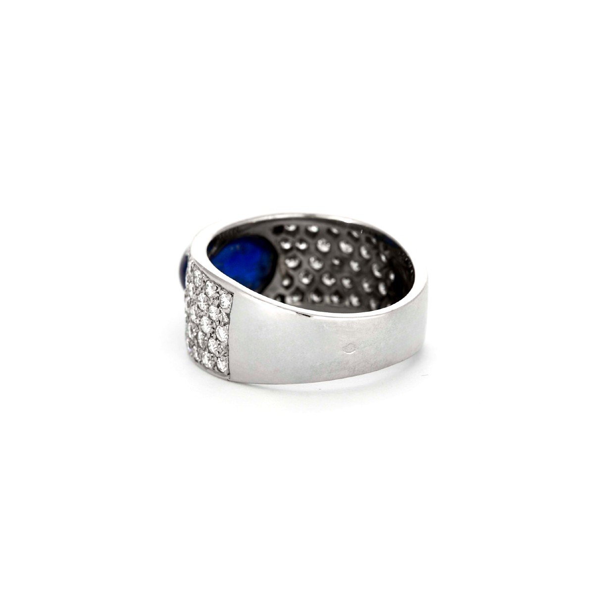 Bague Bandeau Or Blanc Saphir Diamants-photo-3