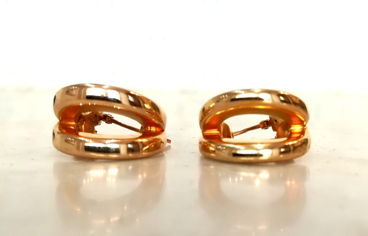 Pair Of Double Yellow Gold Hoop Earrings-photo-2