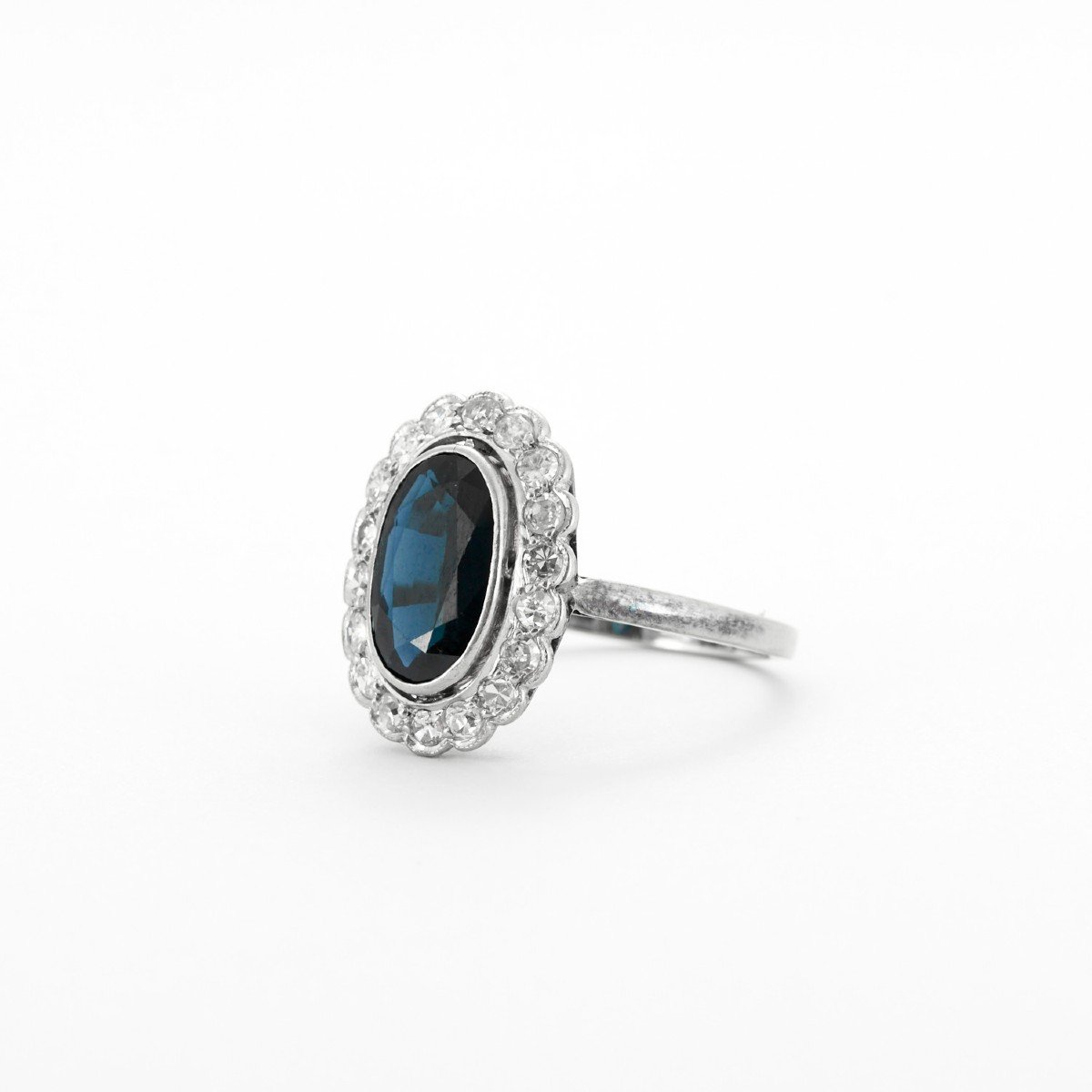 Pompadour Art-deco Sapphire Diamond Ring-photo-2