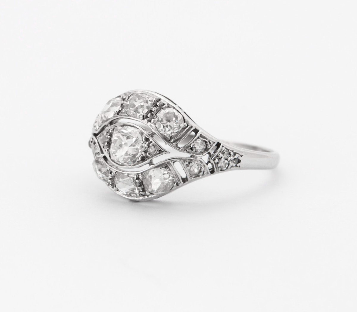 Art-deco Platinum Diamond Ring-photo-2