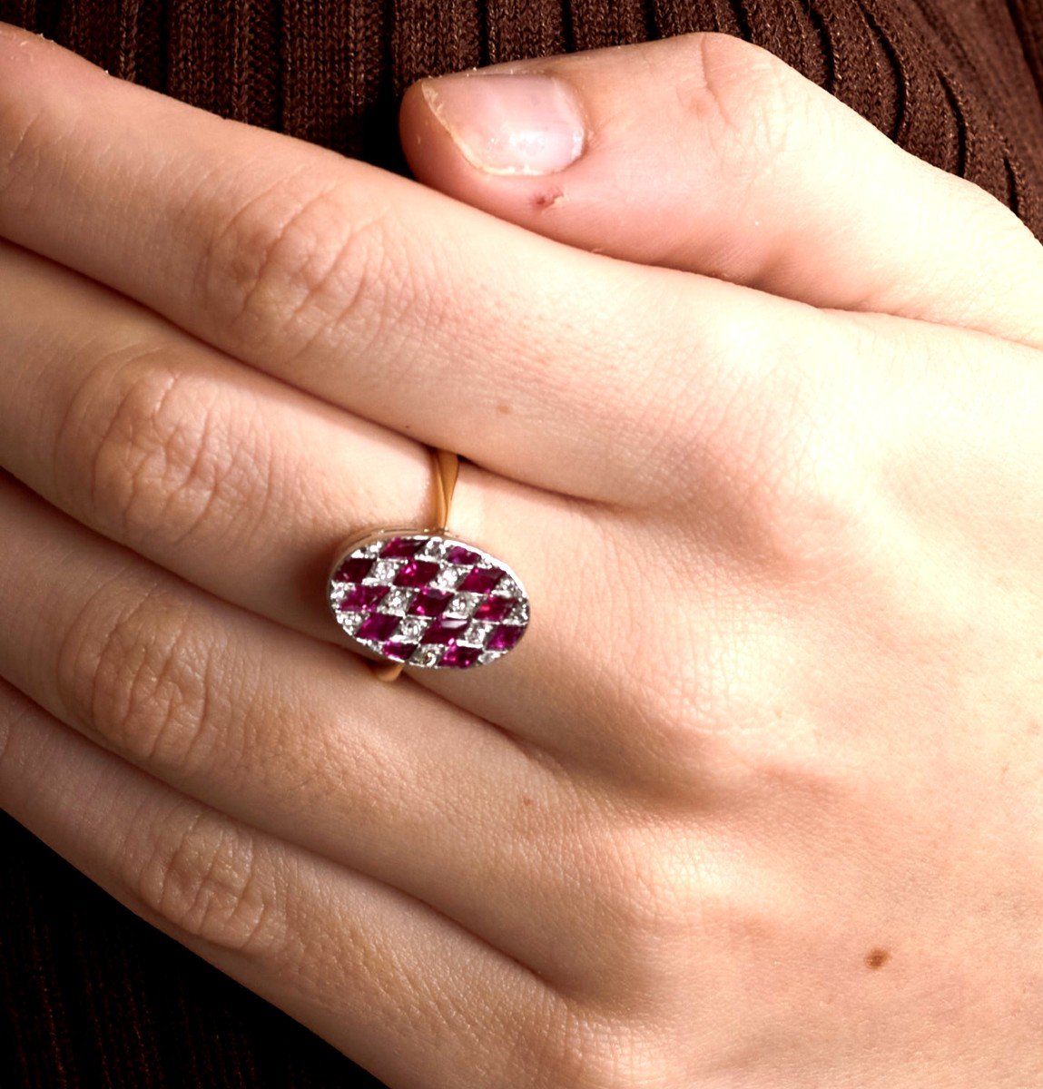 Art Deco Harlequin Diamond Ring-photo-2