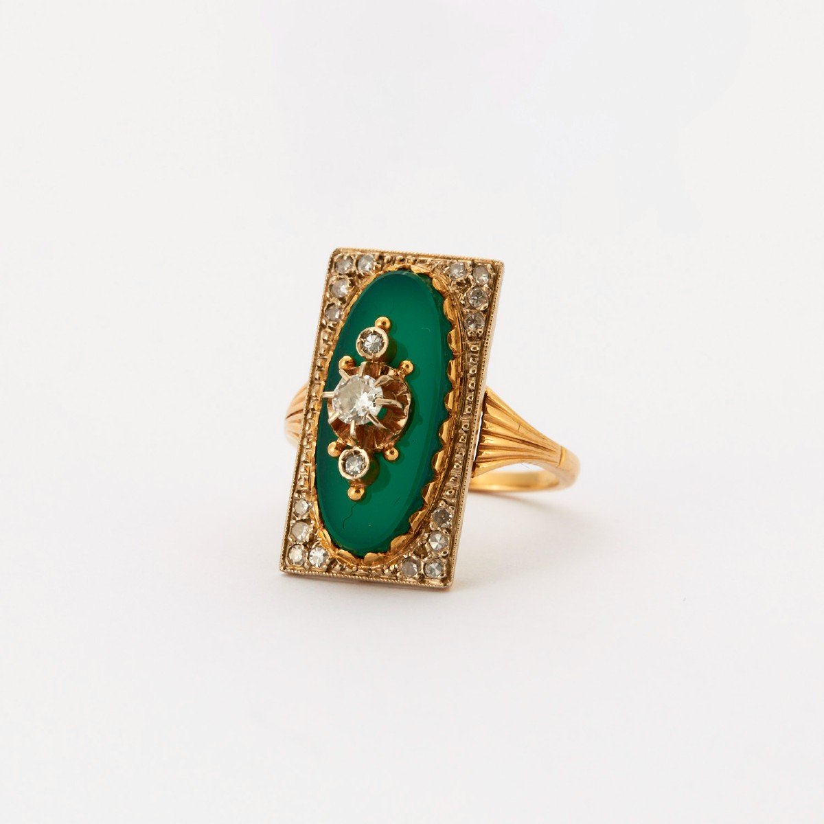 Green Agate Diamond Ring-photo-2