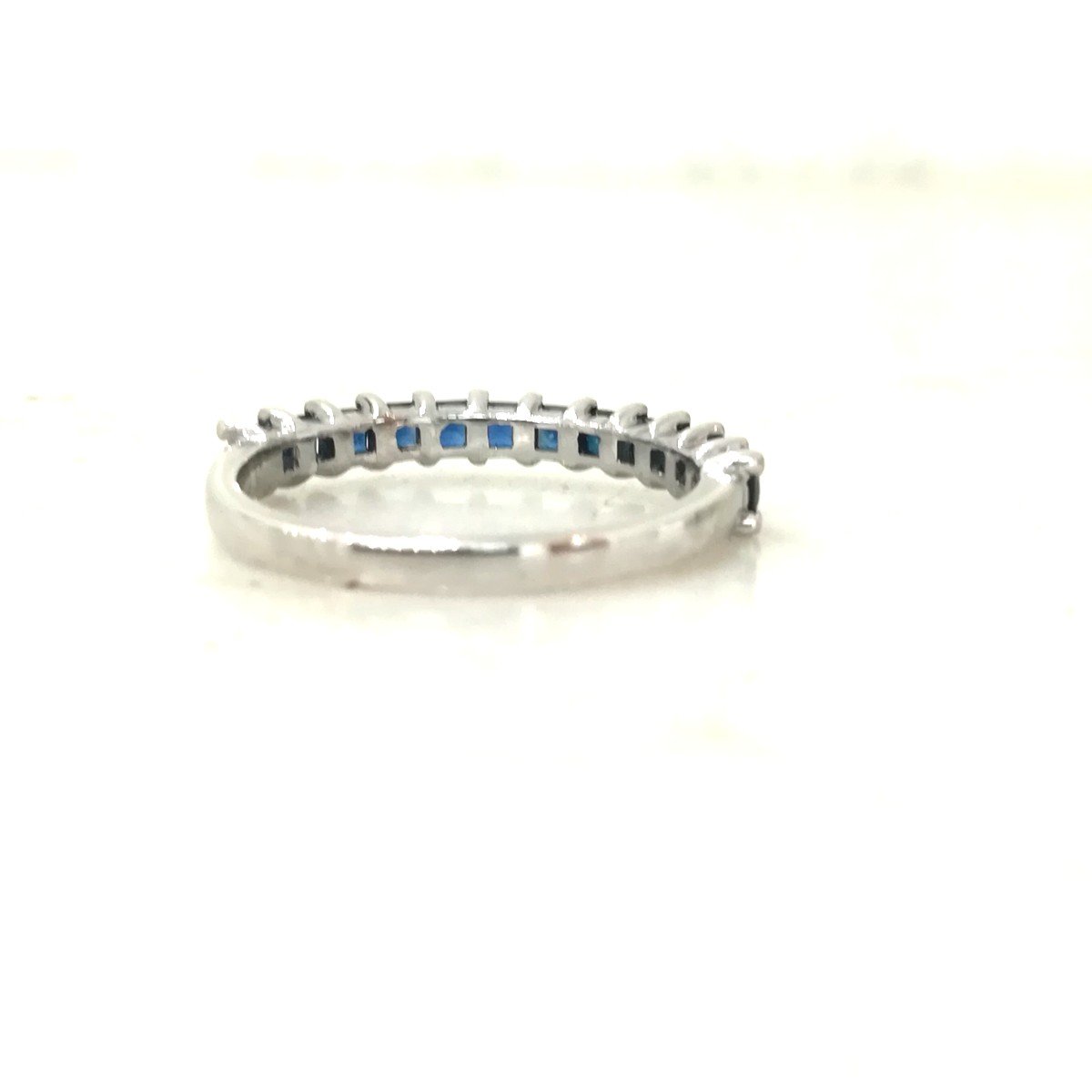 Half Wedding Ring Sapphires White Gold-photo-3