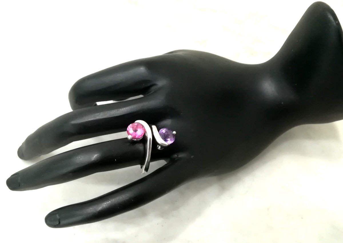 You And Me Ring Silver Amethyst Topaz-photo-1