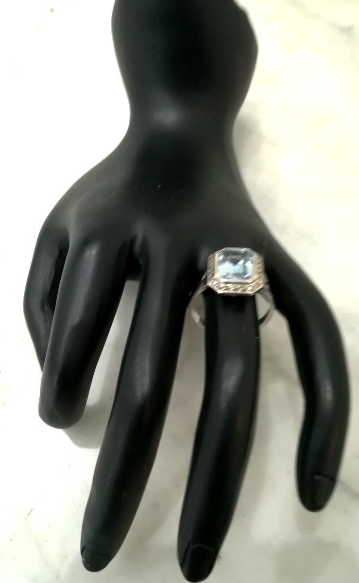 Bague Argent Marcassites Pierre Bleue-photo-1