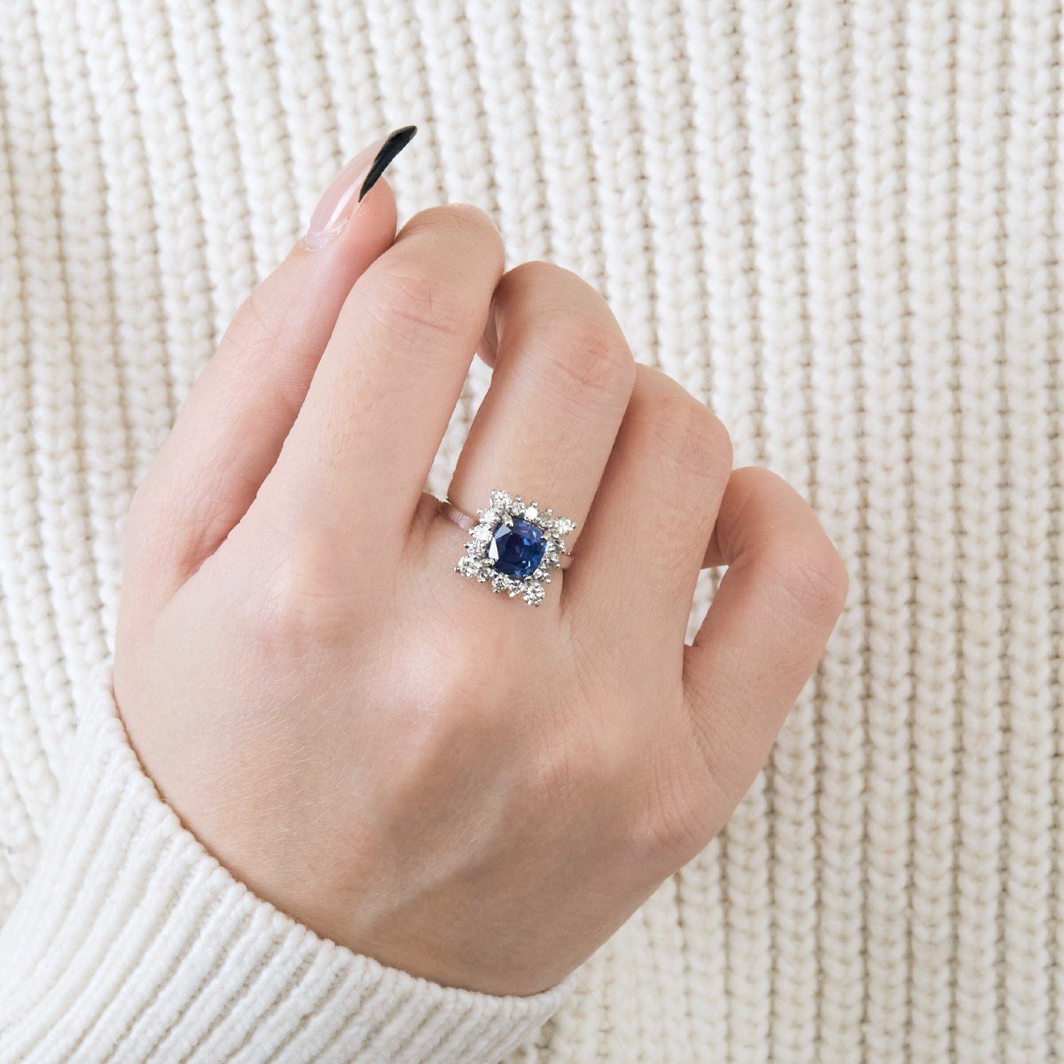 Marguerite Sapphire Diamond Ring-photo-2