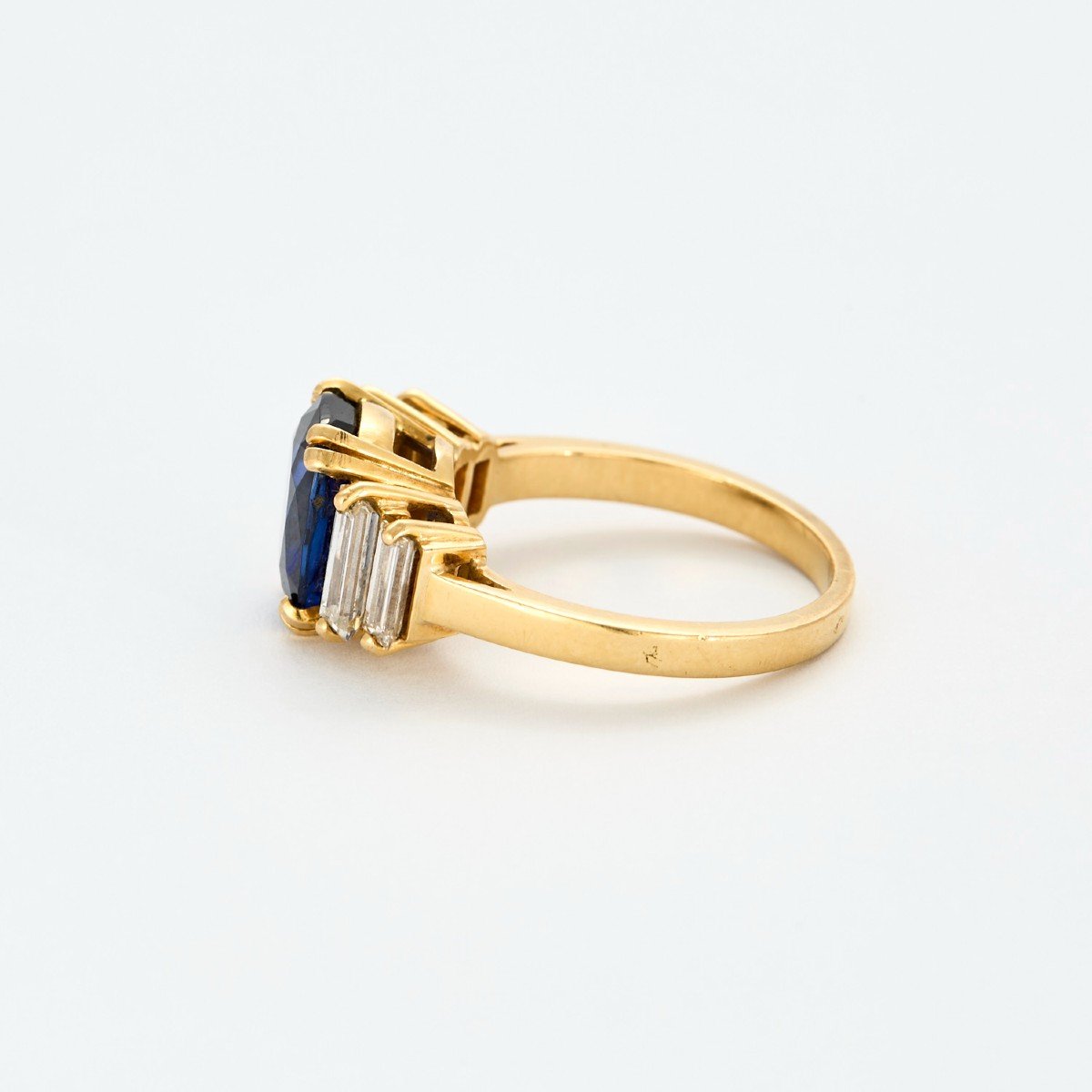 Sapphire Diamond Baguette Ring-photo-3