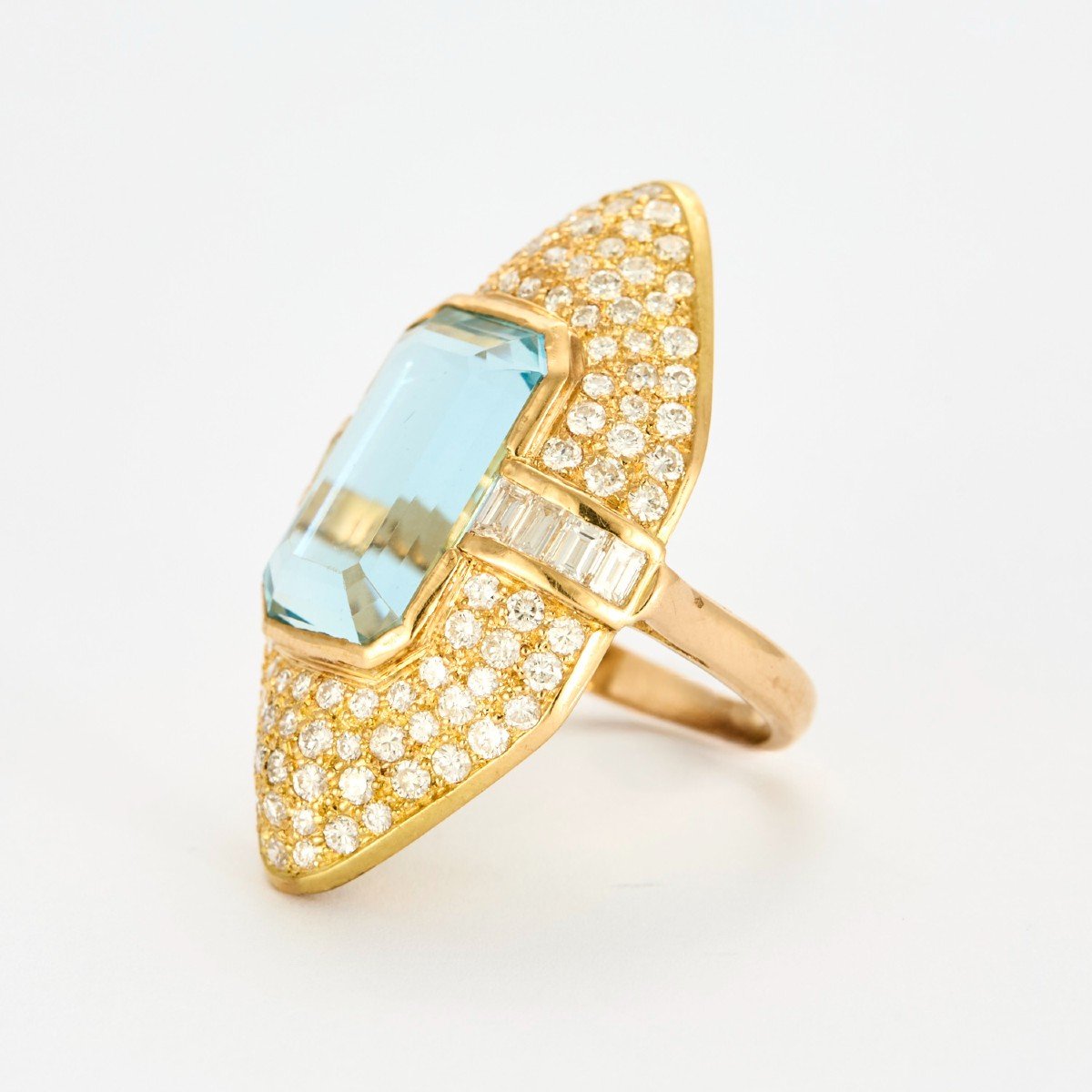 Bague Marquise Aigue Marine Diamants-photo-2