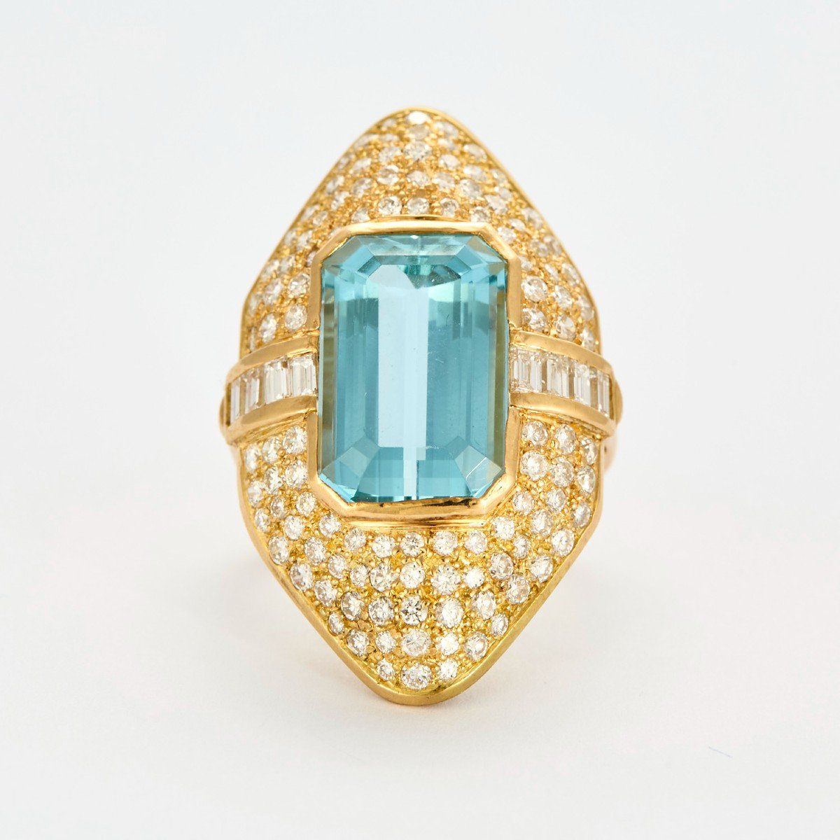 Marquise Aquamarine Diamond Ring