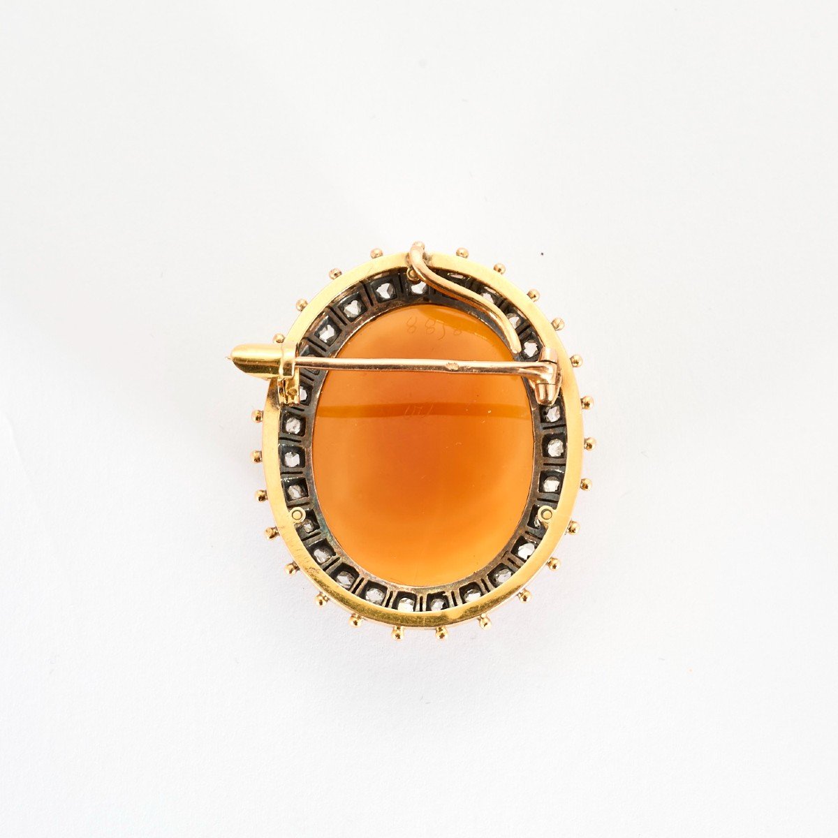 Gold Cameo Diamond Brooch-photo-2