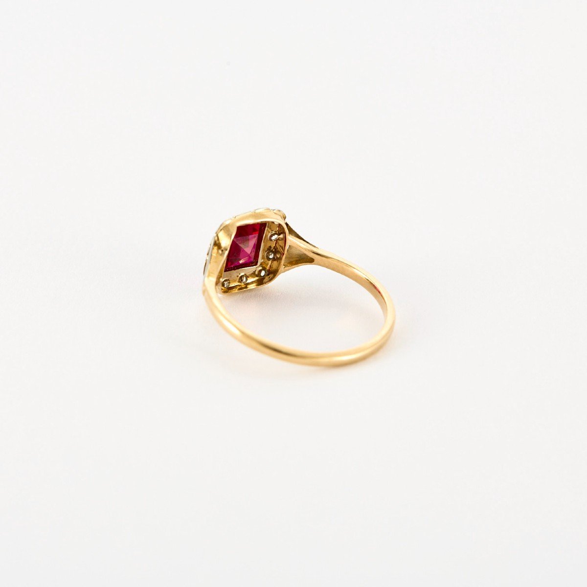 Antique 2 Gold Diamond Ring-photo-4