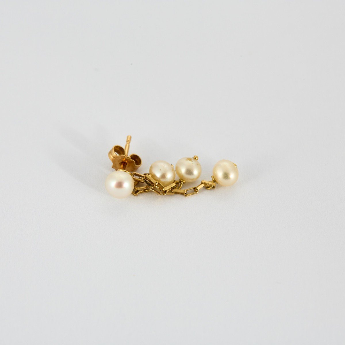 Yellow Gold Pearl Earrings-photo-2