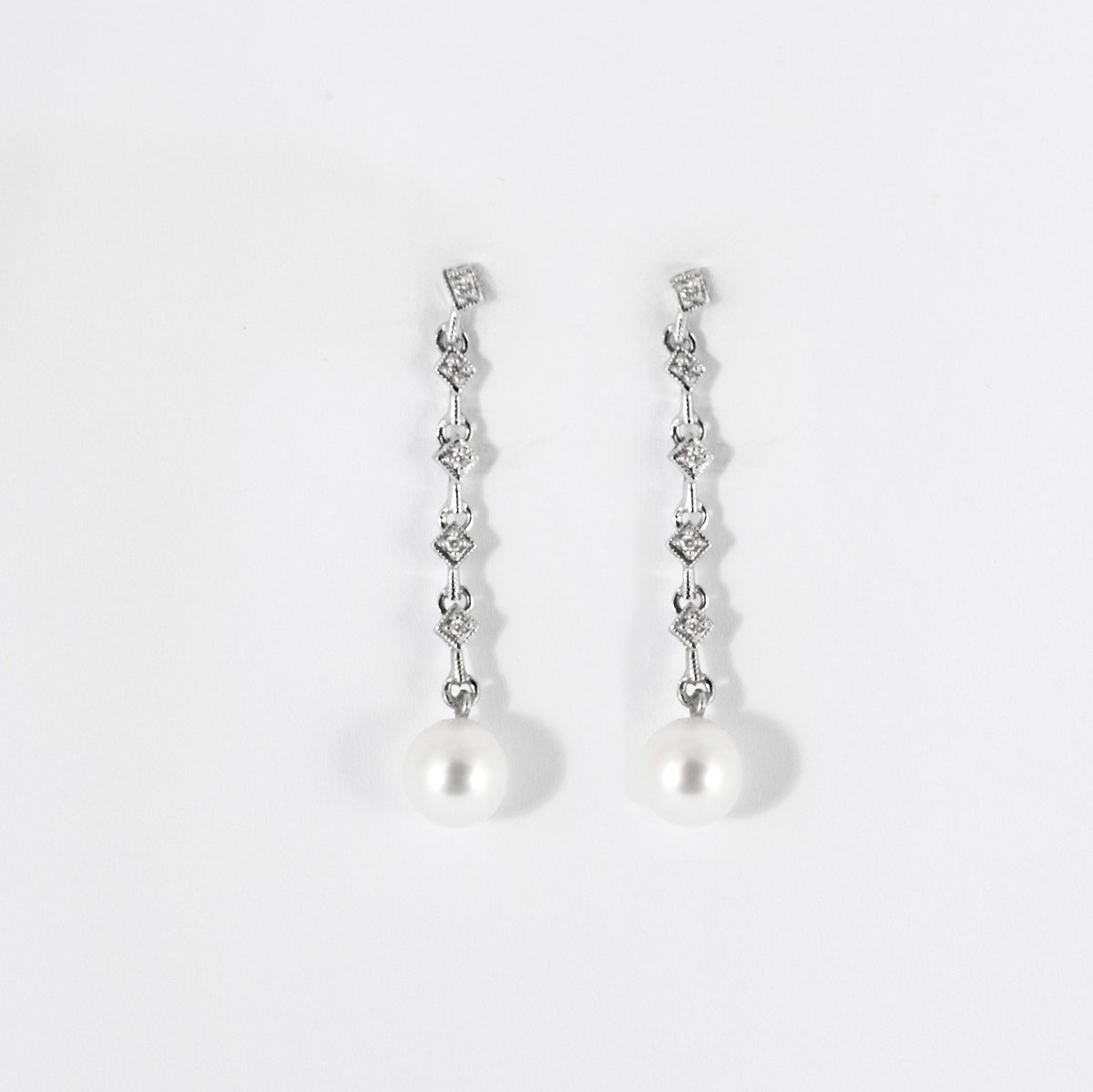 Boucles D Oreille Pendantes Perles Diamants