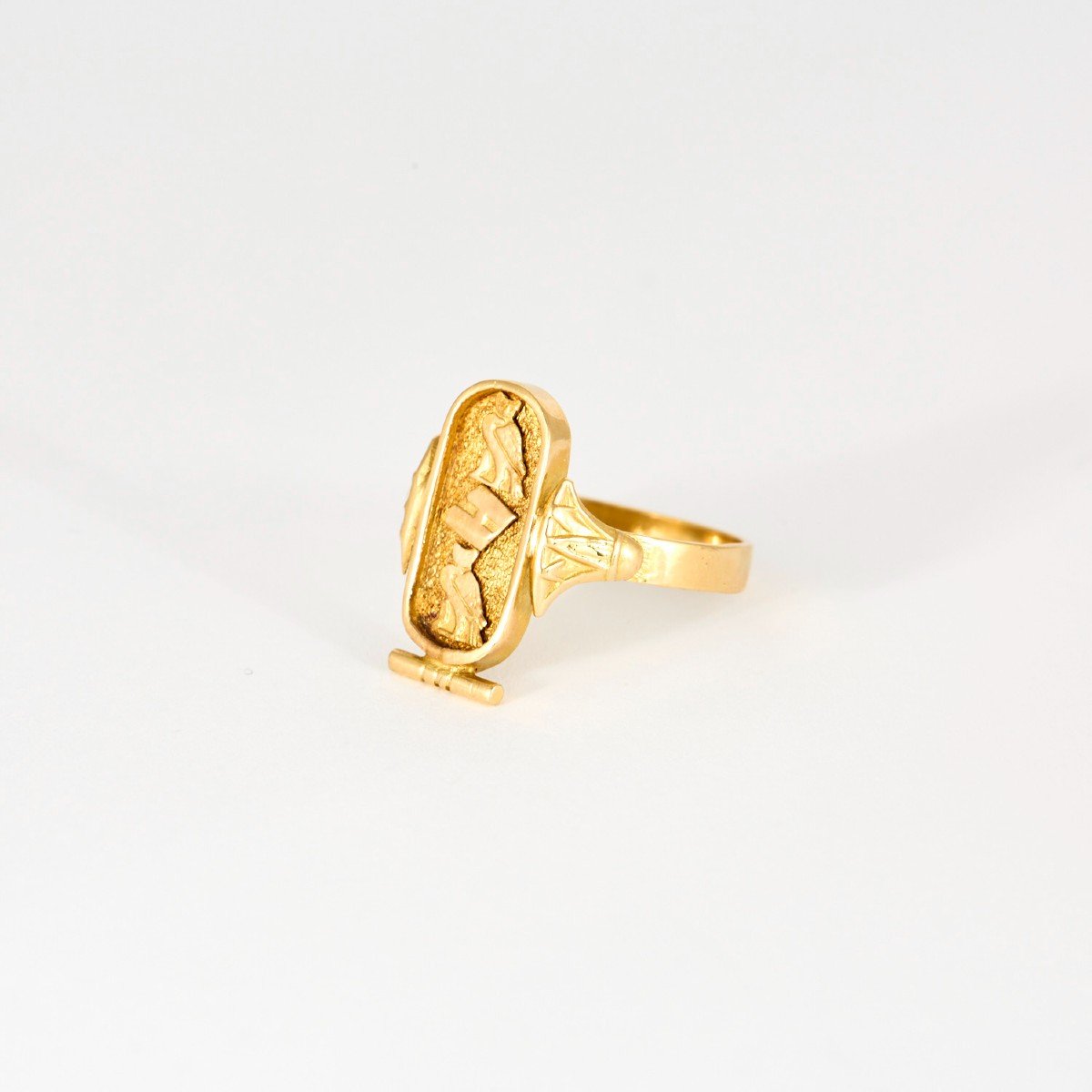 Yellow Gold Egyptian Cartouche Ring-photo-2