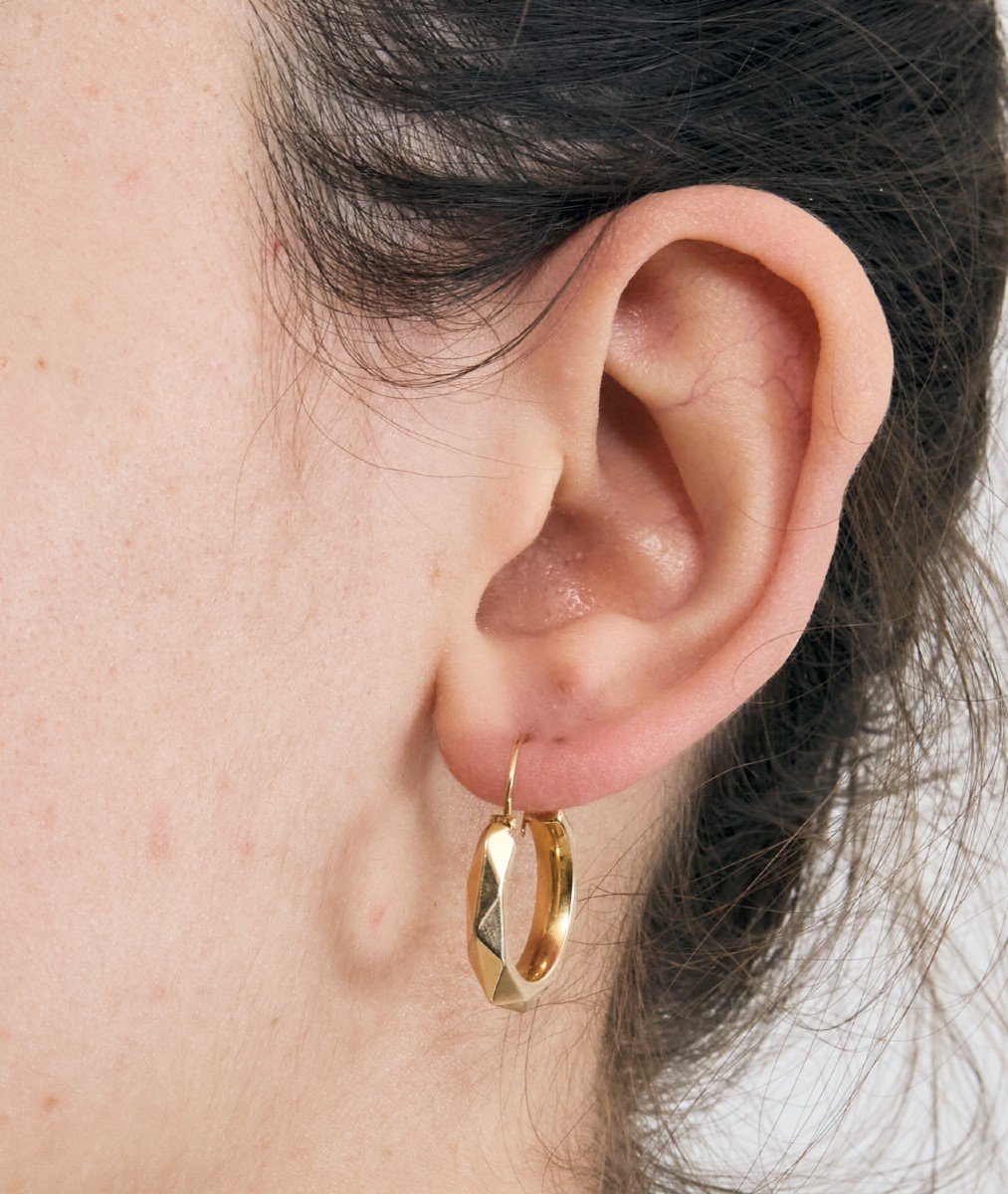 Faceted Rose Gold Creoles-photo-4