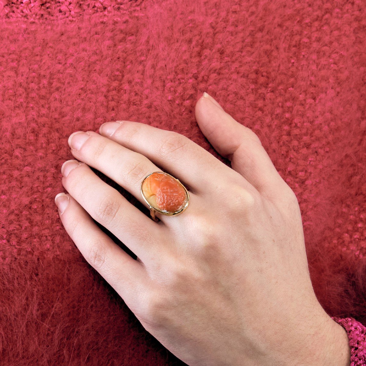 Bague Camée Corail-photo-2