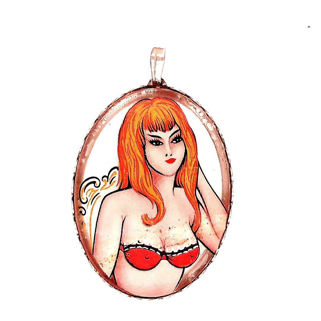 Vintage Pin Up Medallion Pendant