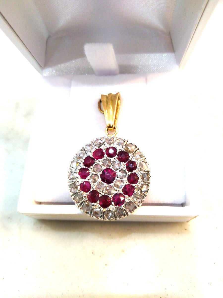 Pendentif Ancien Rubis Diamants-photo-2