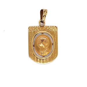 Art Nouveau Virgin Medal Yellow Gold