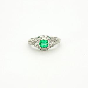 Platinum Emerald Diamond Ring