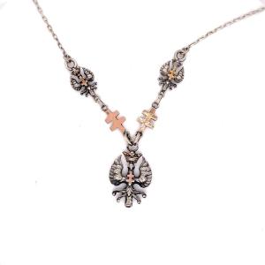Silver And Vermeil Crowned Eagle Necklace