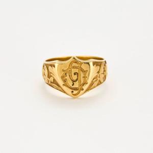 Gold Shield Signet Ring