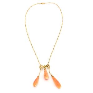 Coral Diamond Rose Gold Negligee Necklace