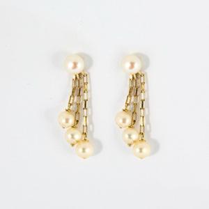 Yellow Gold Pearl Earrings