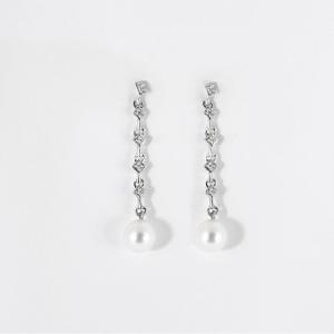 Boucles D Oreille Pendantes Perles Diamants