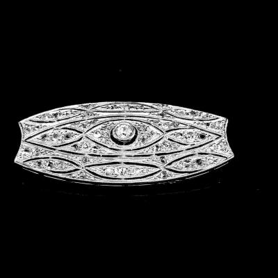 Art Deco Brooch - Gold Platinum And Diamonds