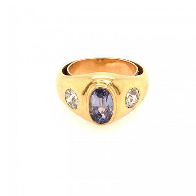Ring Yellow Gold Sapphire Diamonds