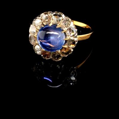 Bague Pompadour Saphir Diamants Charles X