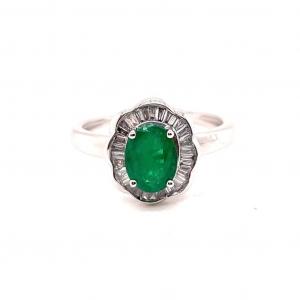 Marguerite Ring White Gold Emerald Diamonds